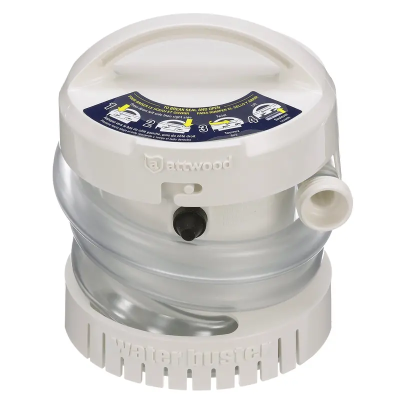 Attwood Waterbuster Portable Pump 200 Gph, 125Gph At 2Ft Head, Max Head 4Ft 1