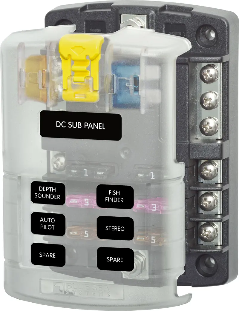 Blue Sea 5025 6-Gang Fuse Block St Ato/Atc Negative Bus And Cover 1