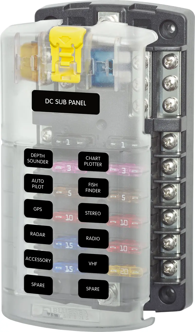 Blue Sea 5026 12-Gang Fuse Block St Ato/Atc Negative Bus And Cover 1