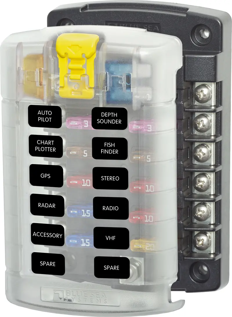 Blue Sea 5029 12-Gang Fuse Block St Ato/Atc With Cover 1