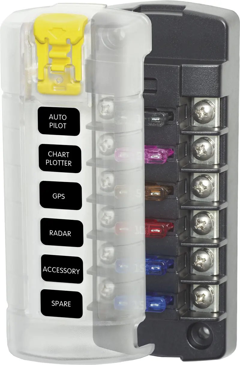Blue Sea 5035 6-Gang Fuse Block St Ato/Atc Independent Circuits And Cover 1