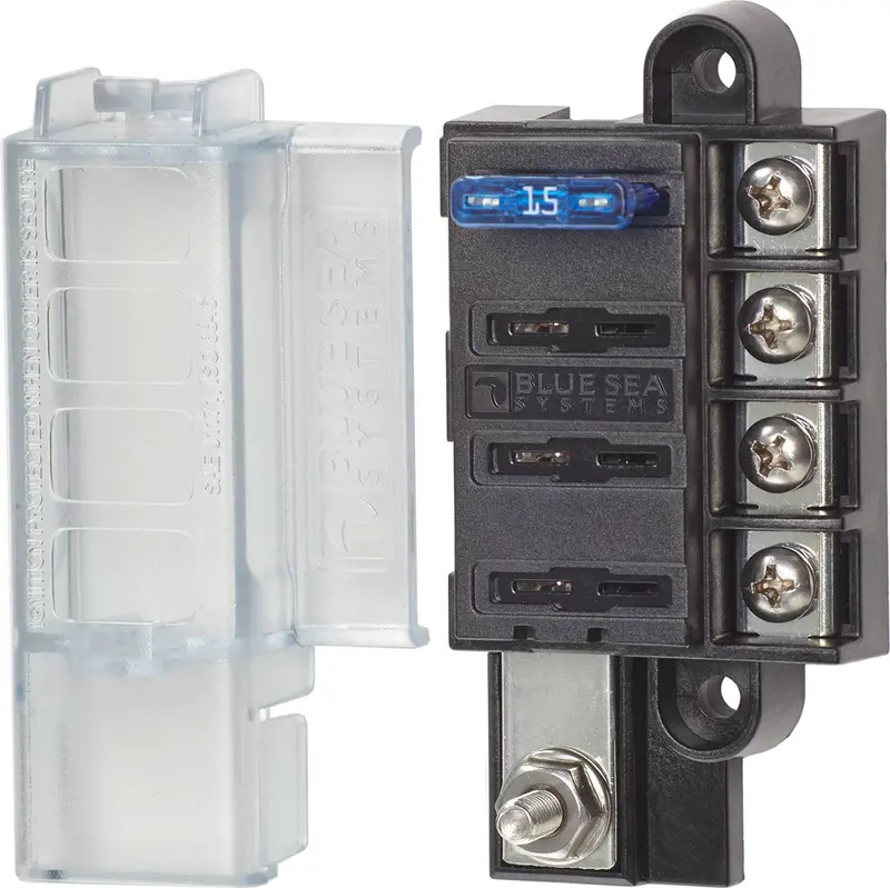 Blue Sea 5045 4-Circuit Fuse Block St Ato/Atc With Cover 1