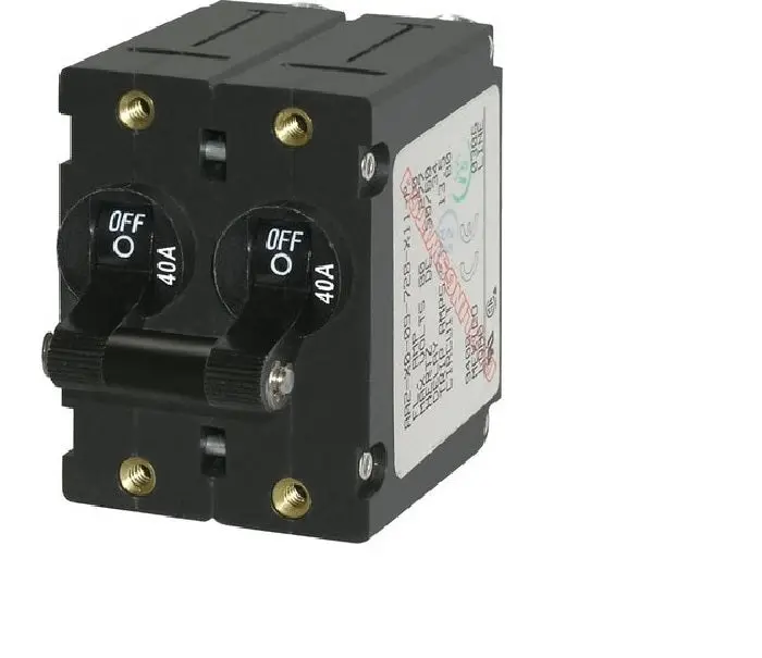 Blue Sea A-Series 40 Amp Circuit Breaker Black Toggle Double Pole 1