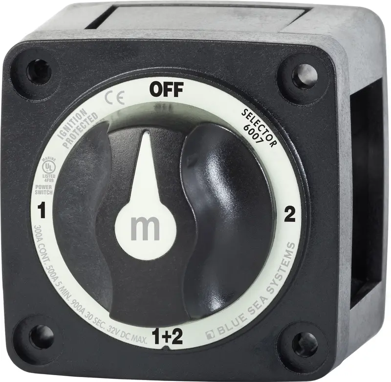 Blue Sea M-Series Battery Switch On/Off/On/Both With Knob Black 1