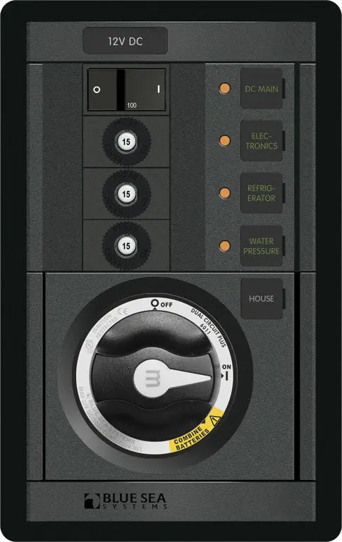 Blue Sea M-Series Dual Circuit Plus Vertical Panel Main + 3 Position 1