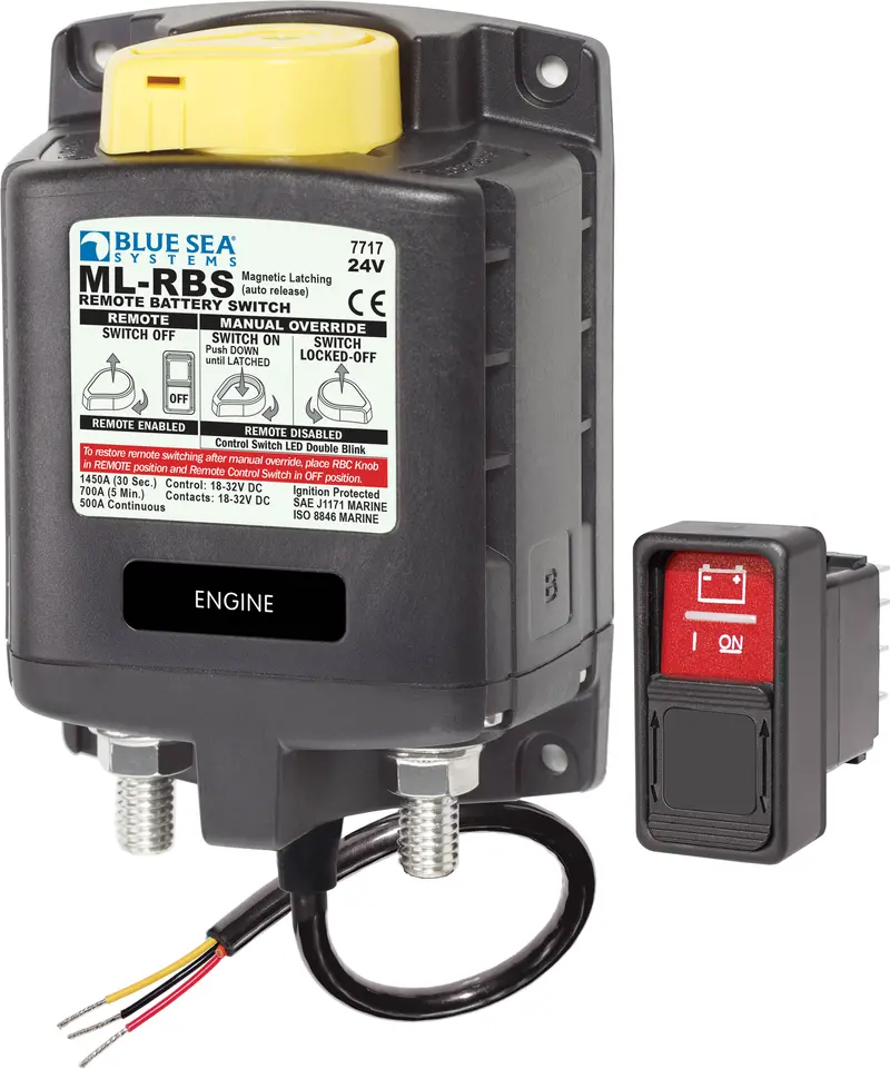 Blue Sea Ml-Rbs 24Vdc 500A Remote Battery Switch With Manual Control Auto Release 1