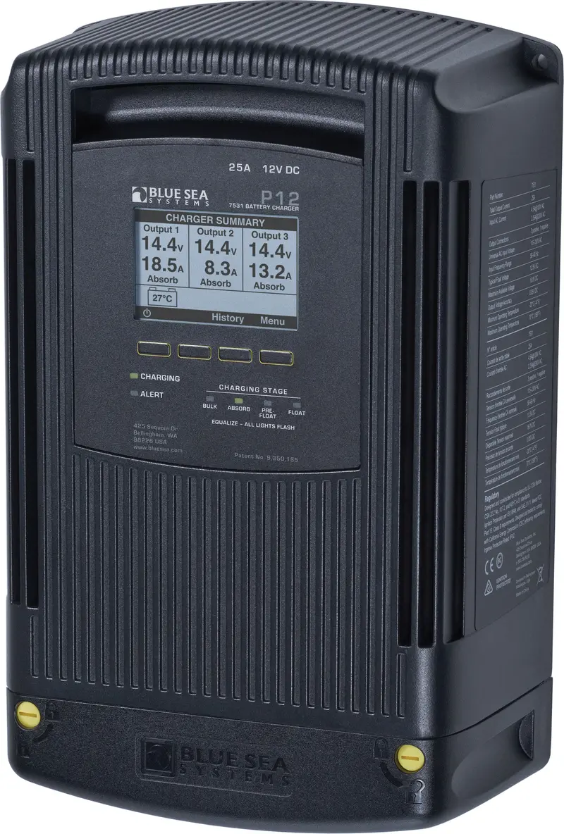 Blue Sea P12 Battery Charger 12V Output 120/230V Input 25Amp 3 Bank 1