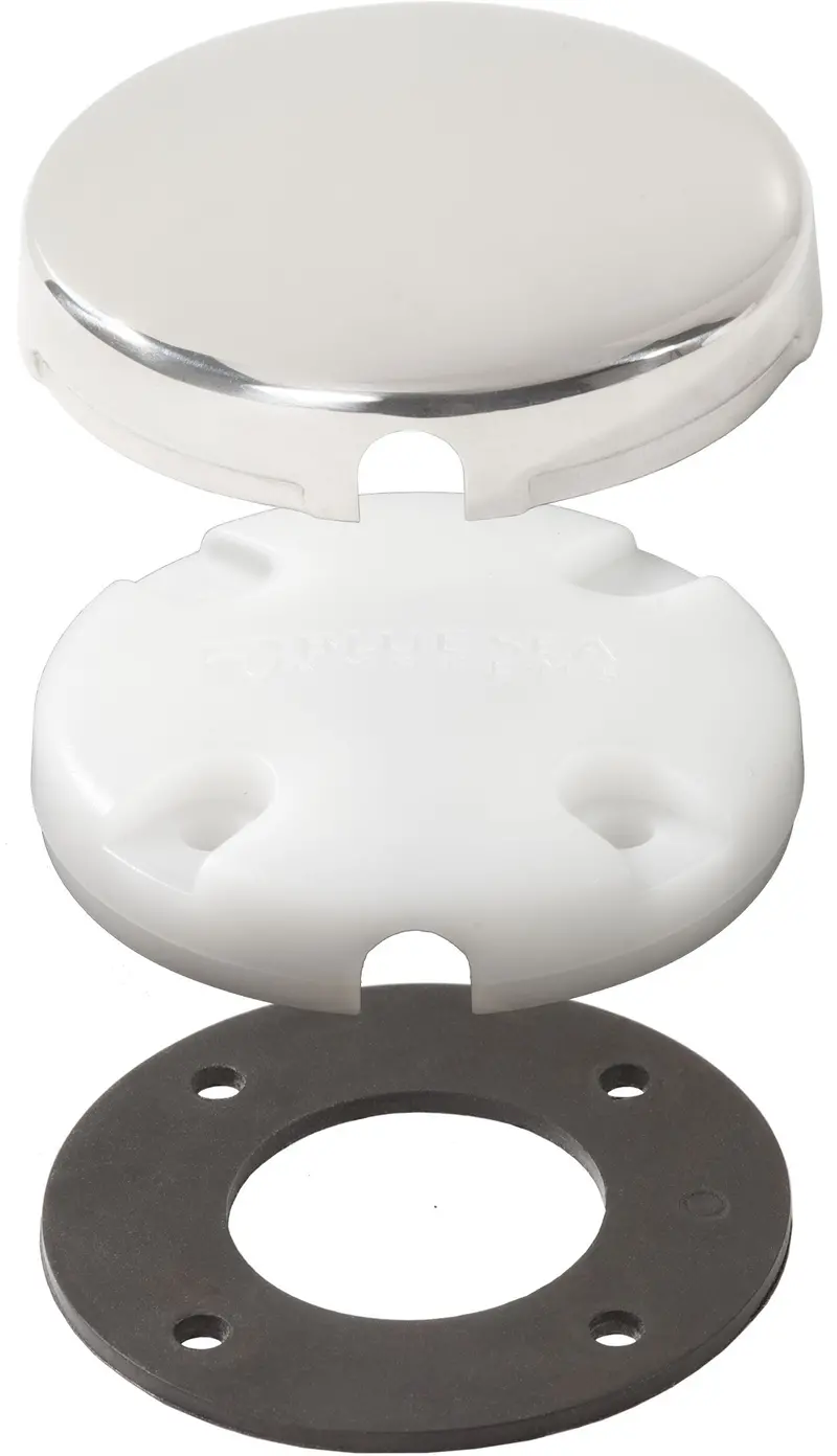 Blue Sea Side Entry Cableclam White Max Cable Dia 0.28In With Stainless Steel Cover 1