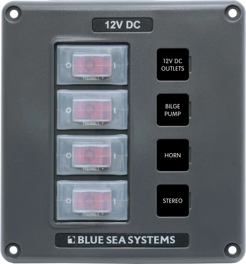 Blue Sea Water-Resistant 12V 4 Circuit Breaker Switch Panel 1