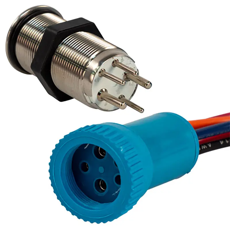 Bluewater 19Mm Push Button Switch - Off/(On)/(On) Double Momentary Contact - Blue/Green/Red Led - 4' Lead [9057-2123-4] 1