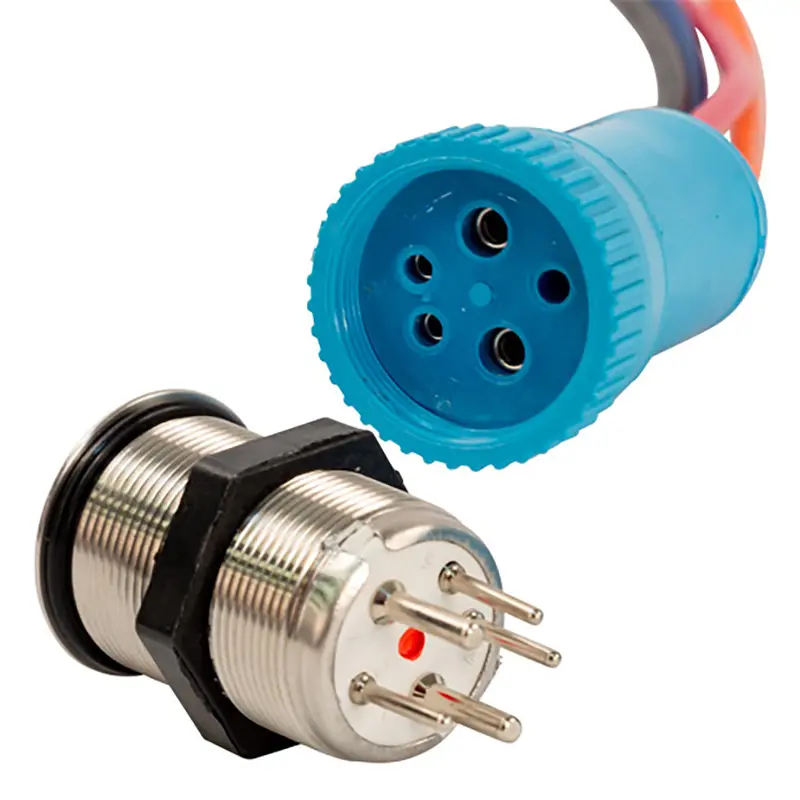 Bluewater 22Mm Push Button Switch - Off/(On)/(On) Double Momentary Contact - Blue/Green/Red Led - 4' Lead [9059-2123-4] 1