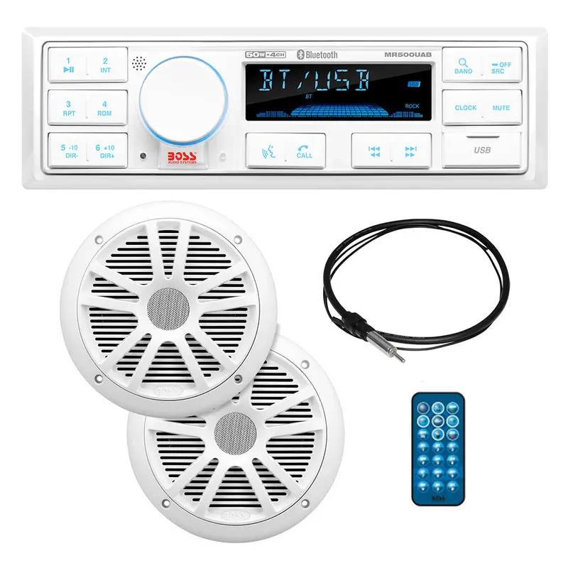 Boss Audio Mck500wb.6 Kit W/Mr500uab, 2 Mr6w Speakers, Mrant10 Antenna,  White Remote *Refurbished [Crmck500wb.6] 1