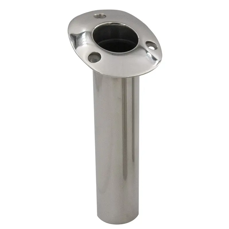 C.E. Smith 70 Series Standard Flush Mount Rod Holder - 15 Degree - Stainless Steel - Cast Bottom - Black Liner [536710C] 1
