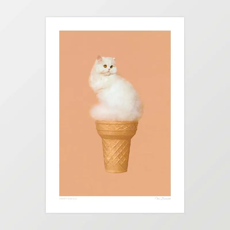'Cat Ice Cream - Peach' Art Print By Vertigo Artography 1