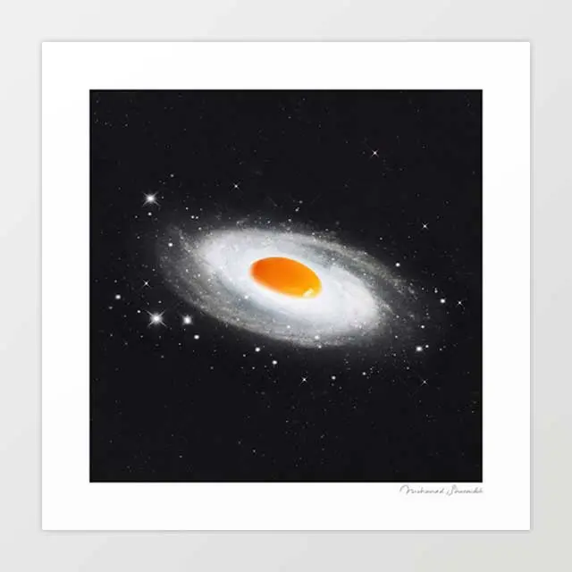 'Cosmic Egg' Art Print By Vertigo Artography | Surreal Retro Fried Egg Galaxy Space Kitchen Wall Art 1