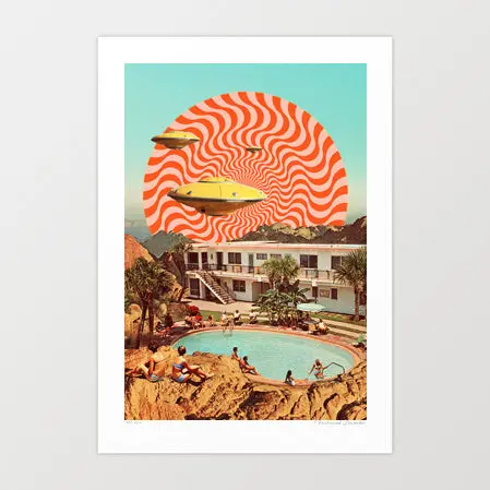 'Cosmic Ufo Pool Party' Art Print By Vertigo Artography 1