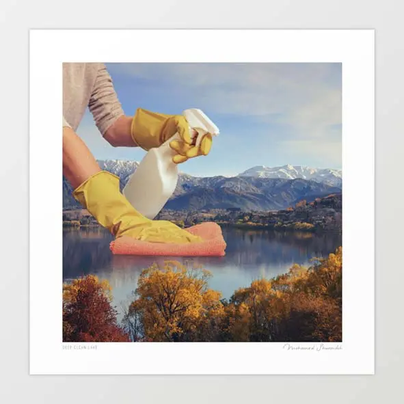 'Deep Clean Lake' Art Print By Vertigo Artography | Surreal Environmental Lake Landscape Quirky Wall Art 1