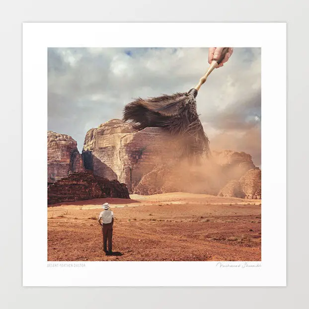 Desert Feather Duster Art Print By Vertigo Artography | Surreal Landscape Wall Art Quirky Nature Decor 1