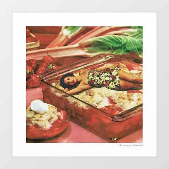 'Deserted On A Dessert' Art Print By Vertigo Artography | Retro Vintage Kitsch Kitchen Food Surreal Cookbook Funny Dark Humour Print 1