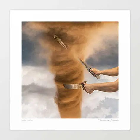 'Doner Tornado' Art Print By Vertigo Artography | Surreal Food Kebab Tornado Quirky Kitchen Wall Art 1