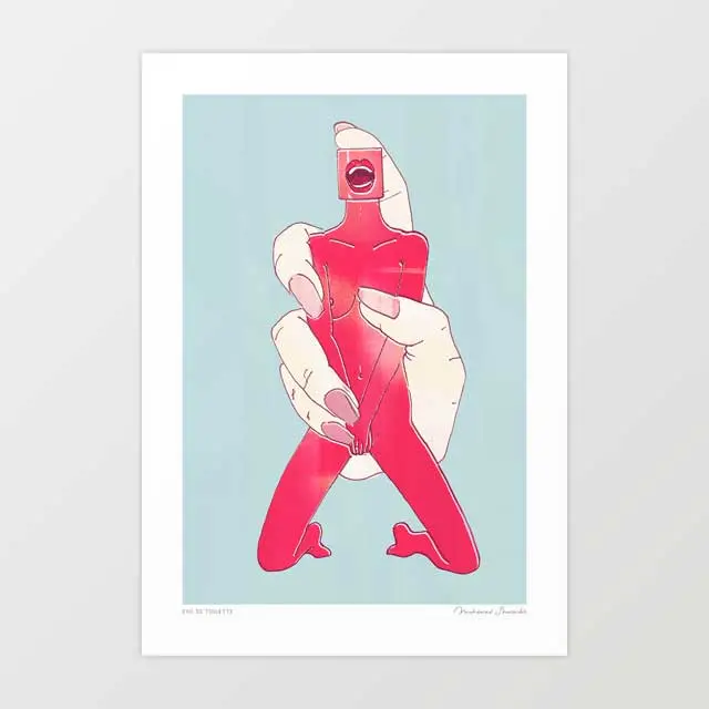 'Eau De Toilette' Art Print By Vertigo Artography | Surreal Feminist Pop Art Perfume Bottle Graphic Bold Statement Wall Art 1