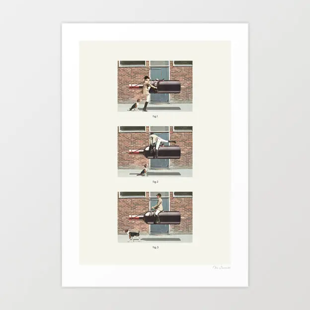 'Eqwine Ride' Art Print By Vertigo Artography | Funny Wine Wall Art Quirky Equestrian Dog Lover Decor 1