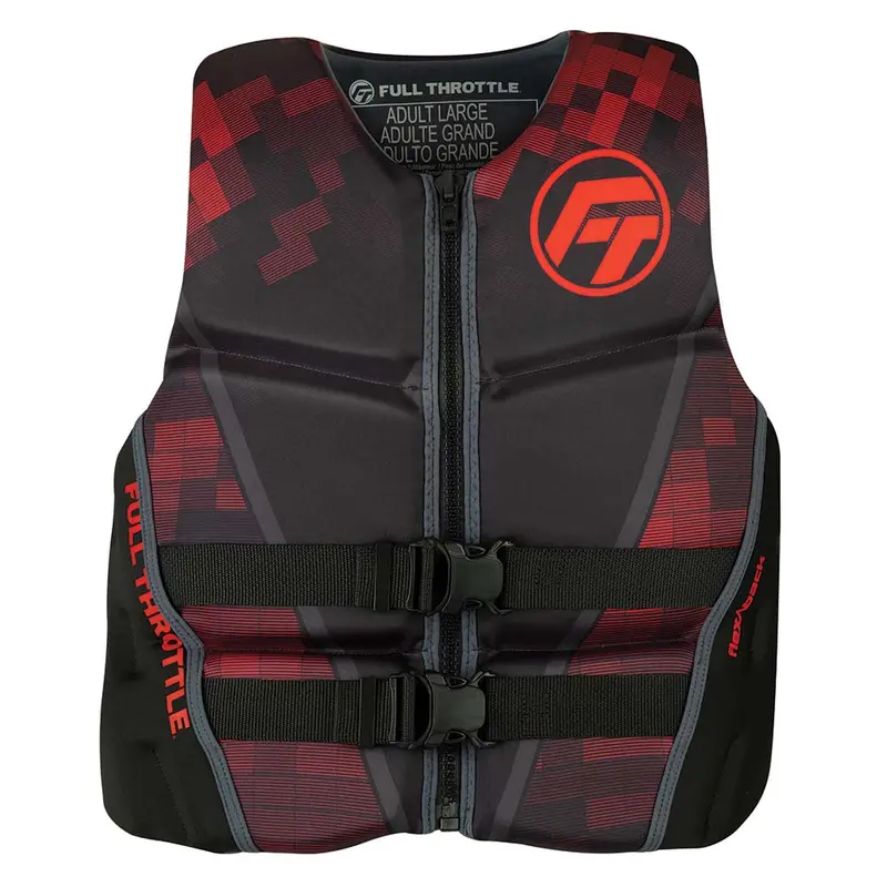 Full Throttle Mens Rapid-Dry Flex-Back Life Jacket - L - Black/Red [142500-100-040-22] 1