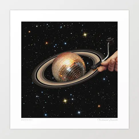 Galactic Dj Ii - Saturn Disco Ball Art Print By Vertigo Artography | Retro Space Disco Wall Art 1