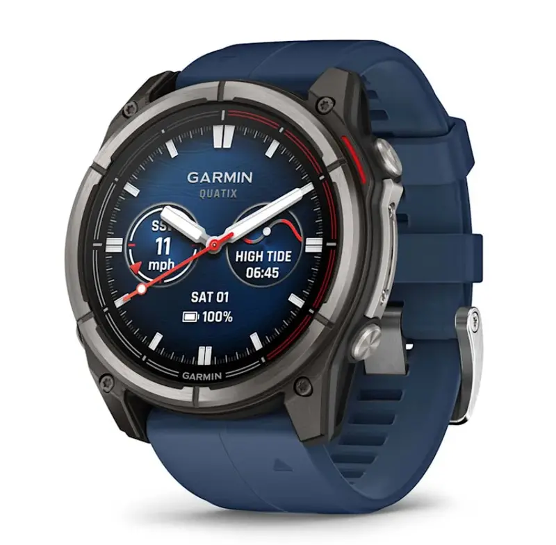 Garmin Quatix 8 51Mm Amoled Smartwatch Titanium Bezel Captain Blue Silicone Band 1