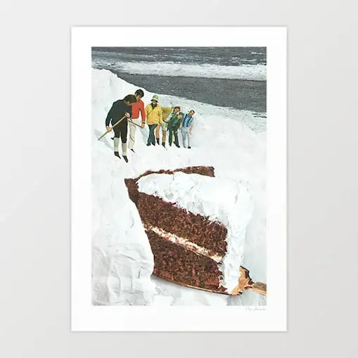 'Glacier Calving Cake' Art Print By Vertigo Artography | Surreal Retro Food Wall Art Quirky Kitchen Bakery Decor 1