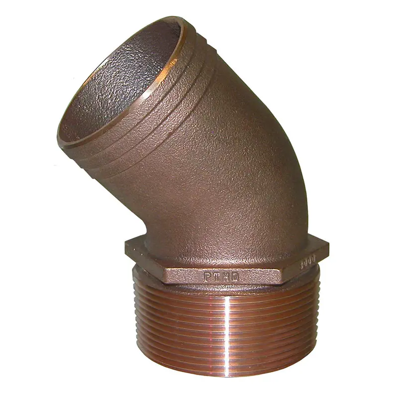 Groco 1-1/2" Npt Bronze 45 Degree Pipe To 1-1/2" Hose [Pthd-1500] 1