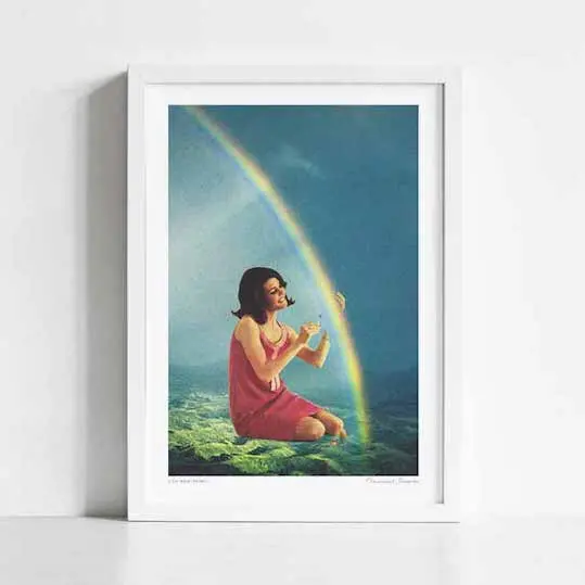 'High Maintenance' Art Print By Vertigo Artography | Surreal Vintage Rainbow 1960S Figure Romantic Atmospheric Dreamy Print 2