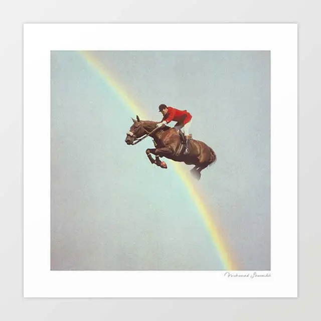 'Horse Over Rainbow' Art Print By Vertigo Artography | Surreal Equestrian Rainbow Fantasy Wall Art 1