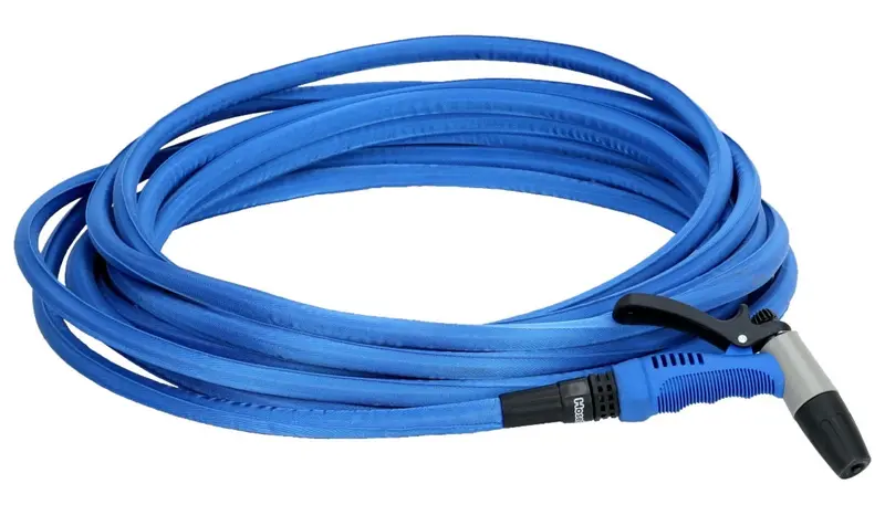 Hosecoil 75Ft Blue Flexible Hose Kit With Rubber Tip Nozzle 1