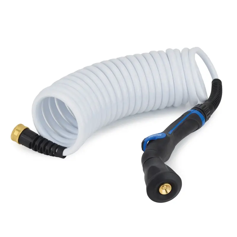 Hosecoil Skipper Spray System With 20Ft White 3/8In Hose Boat Bumper Nozzel 1
