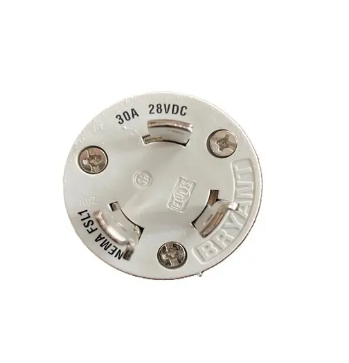 Hubbell Hbl328dcpw 30A 28V Dc Locking Connector Male White 1