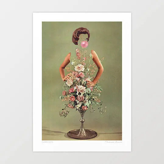 'I Bloomed Sweetie' Art Print By Vertigo Artography | Surreal Floral Collage Retro Botanical Wall Art 1