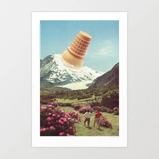 'Ice Cream Peak - Mountain Meltdown' Art Print By Vertigo Artography | Surreal Mountain Wall Art Retro Kitchen Decor 1