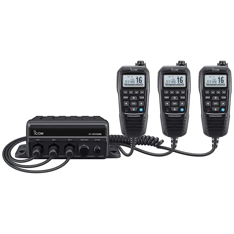 Icom M510bb 21 Black Box Vhf W/Black Command Mic & 3 Command Mic Ports 1