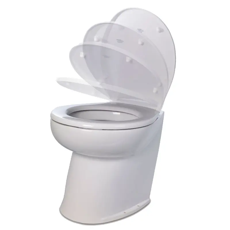 Jabsco Deluxe Flush 14" Angled Back 12V Freshwater Electric Marine Toilet W/Solenoid Valve  Soft Close Lid [58060-3012] 1