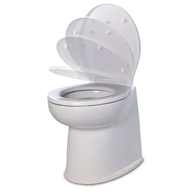 Jabsco Deluxe Flush 14" Straight Back 12V Raw Water Electric Marine Toilet W/Remote Rinse Pump  Soft Close Lid [58280-3012] 1