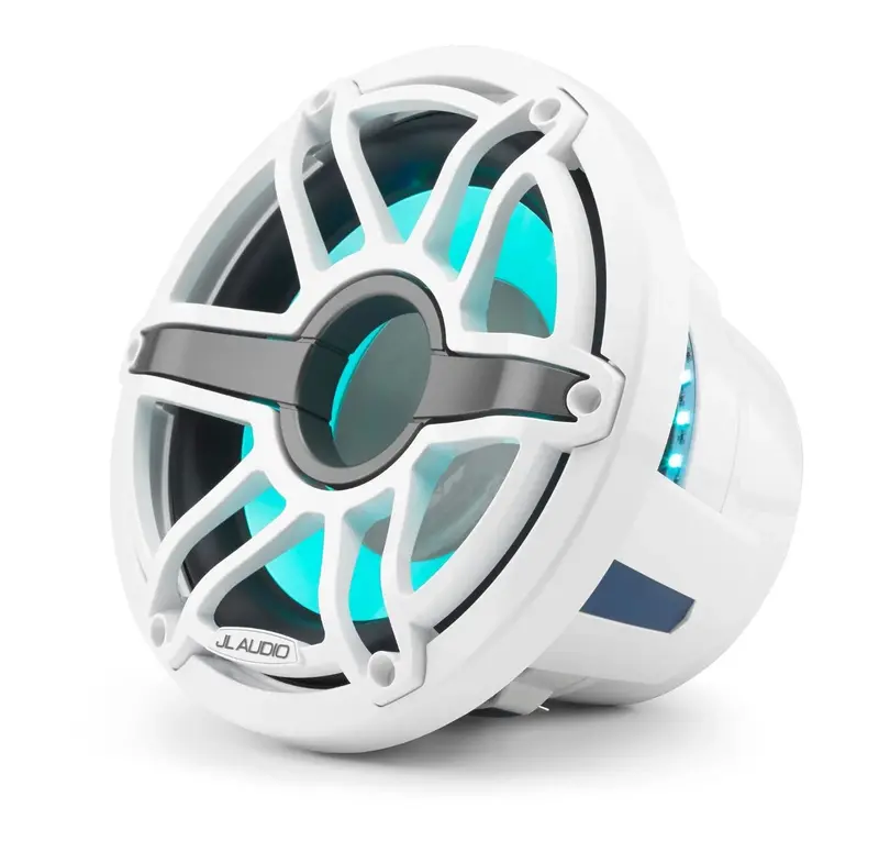 Jl Audio M6 10In Subwoofer With White Sport Grille Infinite Baffle, Rgb Led 1