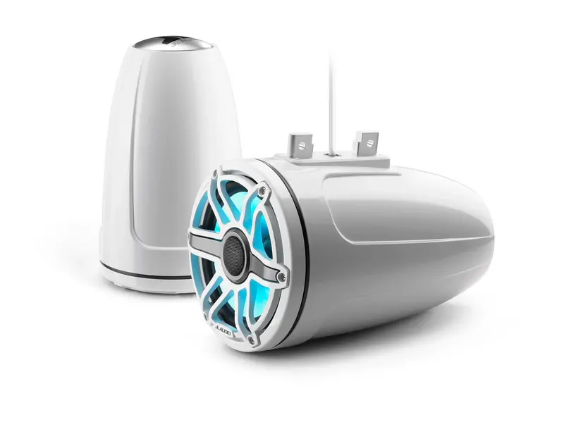 Jl Audio M6 7.7In Enclosed Tower Speakers White Sport Grille With Rgb Led 1