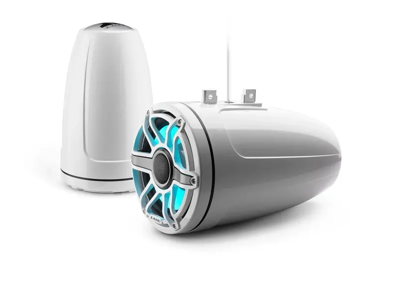 Jl Audio M6 8.8In Enclosed Tower Speakers White Sport Grill With Rgb Led 1