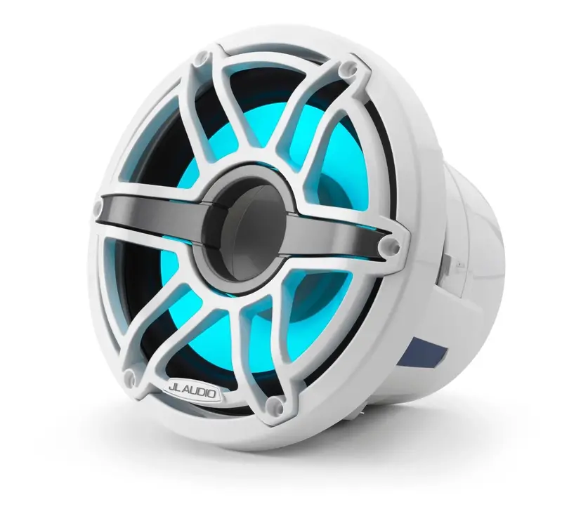 Jl Audio M6 8In Subwoofer With White Sport Grille Infinite Baffle, Rgb Led 1