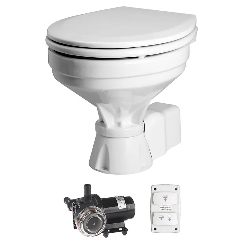 Johnson Pump Aquat Toilet Silent Electric Comfort - 12V W/Pump [80-47232-01] 1