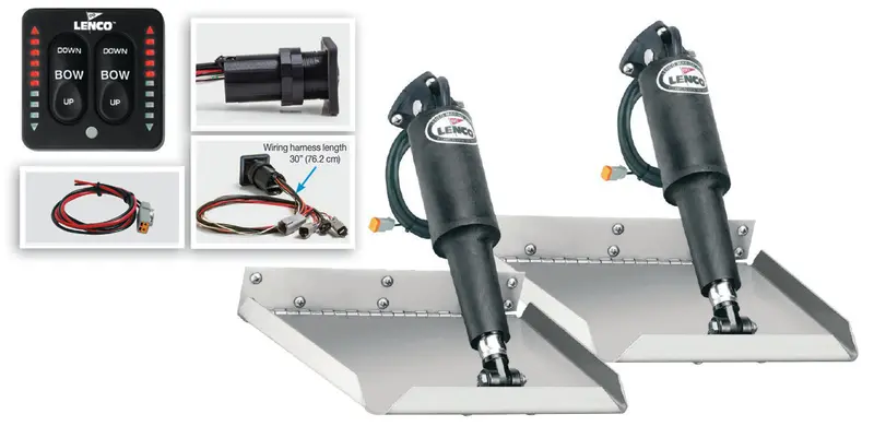 Lenco 12Inx12in Edge Mount Trim Tab Kit 12V With Led Integrated Switch 1