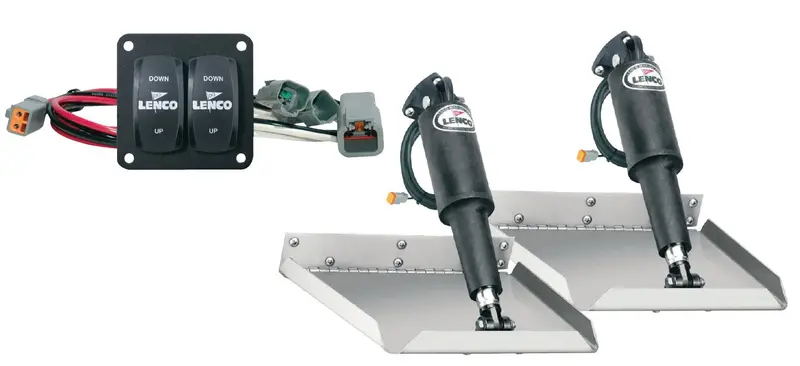 Lenco 12Inx12in Standard Mount Trim Tab Kit 12V With Double Rocker Switch 1