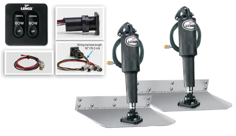 Lenco 9Inx12in Standard Mount Trim Tab Kit 12V Standard Integrated Switch 1