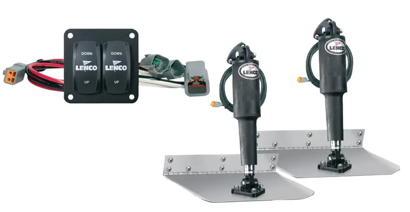 Lenco 9Inx12in Standard Mount Trim Tab Kit 12V With Double Rocker Switch 1